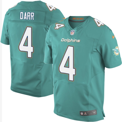 Men's Elite Matt Darr Nike Jersey Aqua Green Home - #4 NFL Miami Dolphins